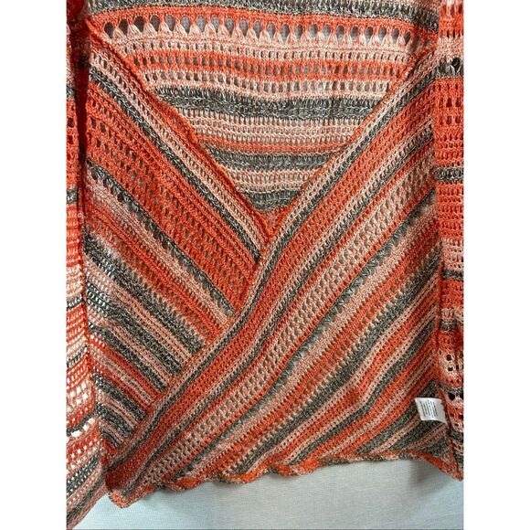 Style & Co Coral Striped Open Knit Cardigan Women’s 0X Cotton Blend Boho Sweater - Picture 11 of 11